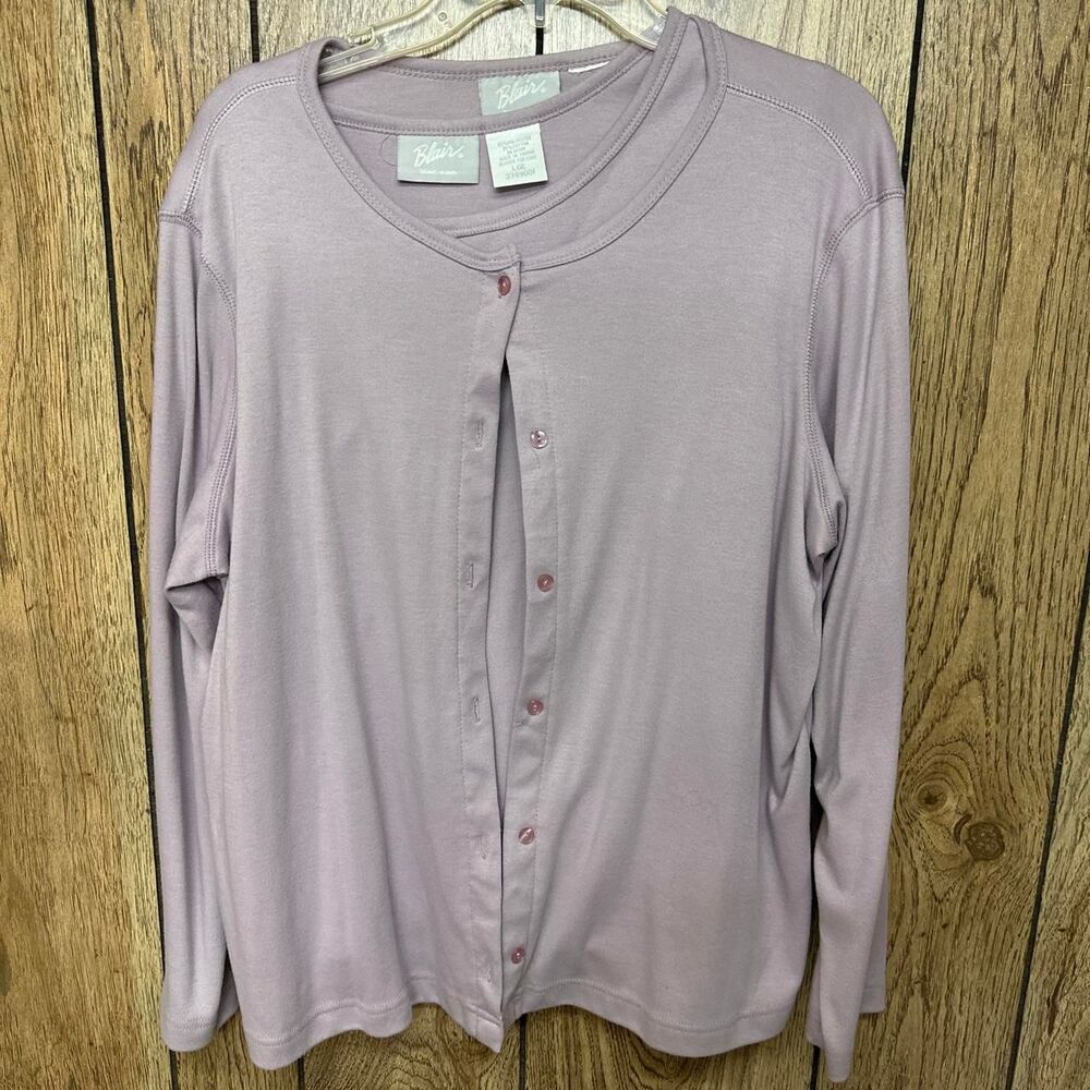 Vintage Blair Women’s 2 Pc Top Set Large Lavender Tank & Button Front Blouse